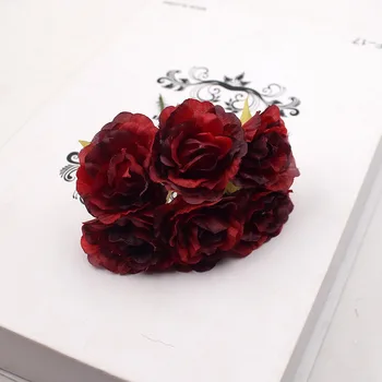 6pcs Yapay Çiçek 3.5 cm İpek yüksek kalite buket Düğün Dekorasyon DİY Çelenk Hediye Defteri, Zanaat Çiçek Gül