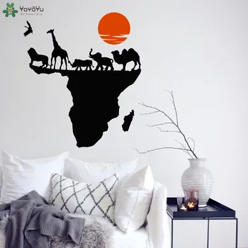 Afrika dünya Haritası Duvar Çıkartması Modern Moda Vinil Duvar Sticker Çocuk Odası İçin Yaratıcı Vahşi Doğa Hayvan Ev Dekorasyonu MuralSY197
