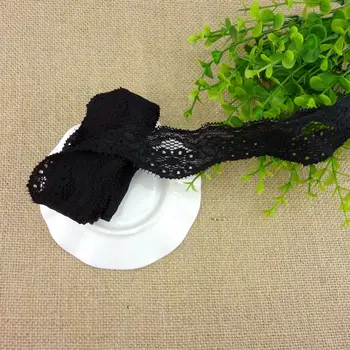 #314 Siyah Küçük Dantel 35MM Geniş streç elastik dantel Şerit Dantel Aplike iç çamaşırı Bant Dikiş 16 22colors 4yards/sürü Döşeme-