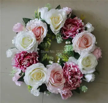 Düğün masa süsü mum sopa çiçek Yapay Dekoratif Çiçek Çelenk Düğün İpek Çiçek Taç Taç Rose