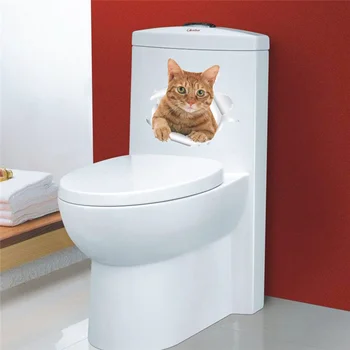 Ev Dekor 3d Duvar Posterleri Tuvalet Dekorasyonu için güzel Kedi Canlı Hayvan Çıkartmaları Duvar Çıkartmaları Sanat Diy