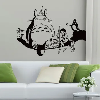 DİY Karikatür Totoro Ev Duvar Çıkartmaları Salon Yatak Odası Çocuk Odası Çıkarılabilir Vinil Duvar Çıkartmaları