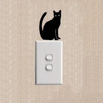 Kedi Siluet Vinil Çıkartma Kişilik Komik Hayvan Dekorasyon 2SS0410 Sticker Duvar çıkartması Geçin
