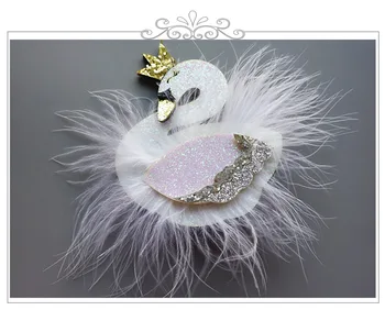 Butik 10 adet Moda Sevimli Glitter Tiaras Swan saç tokaları Katı Kawaii Kürk Kuş Saç Prenses HeadwareHair Aksesuarları Klipler Hissettim