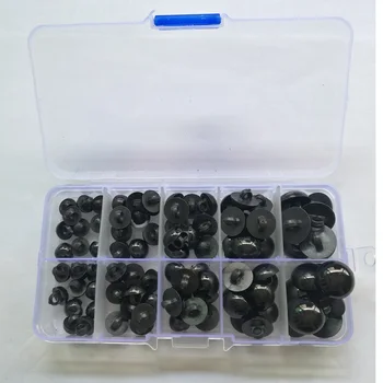 100pcs Plastik Düğme Siyah Parlak Shank Akrilik Düğme Ayı Bebek Burun Gözler Düğmeleri El Dikiş Aksesuarları Düğmeleri DİY