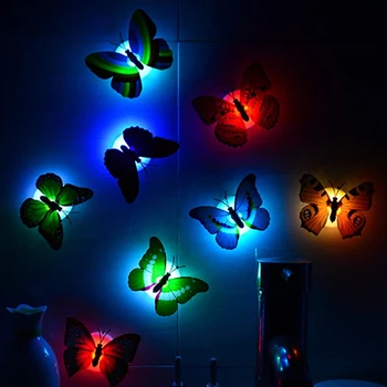 5 Paket Sıcak! Renk Değiştiren Sevimli Kelebek Gece Lambası Ev Odası Masası Duvar Dekoru LED