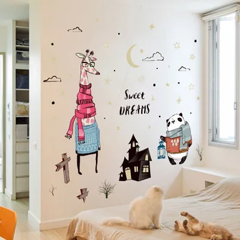 Tatlı Rüya Çocuklar Bebek Odaları Ev Dekorasyonu Duvar Sticlers DİY Karikatür Hayvan Poster Duvar Kağıdı Stikers