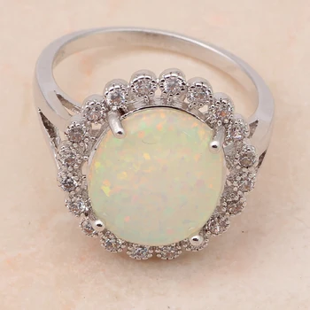 Oval Basit tarzı Moda Takı Yeşil ateş Opal Gümüş Opal kadın Moda Takı USA sz Yüzük OR574A 9 ##7#8 Damgalı