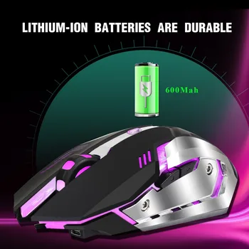 600Mah Dahili Batarya ile orijinal ZERODATE Şarj edilebilir 2.4 G Kablosuz Oyun Mouse, 7 renk aydınlatmalı