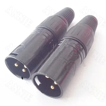 YS İle Neutrik XLR Erkek Soket İçin 10 adet/lot 3 Pin Siyah Altın Kaplama Mikrofon Takın Bakır CoreJ