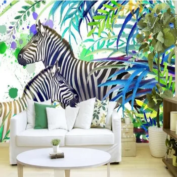 Beibehang Özel duvar kağıdı 3D El Dekoratif Sanat duvar resimleri Zebra Yatak Odası duvar Kağıdı Oturma Odası duvar 3 boyutlu duvar Kağıdı Boyalı