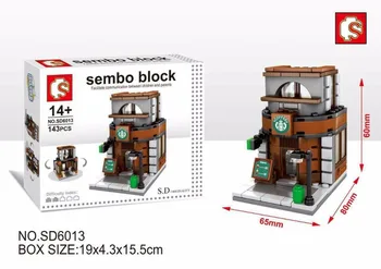 SEMBO Blok SD6010 DİY Bina Tuğla Mikro cadde Dükkanı açık Artırma 3D Model Eğitici Çocuk oyuncak Çocuk Hediye Mağaza Mini SD6017