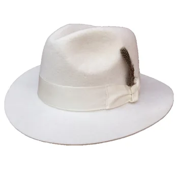 Klasik Beyaz Erkekler Yün Fötr Şapka Şapka Godfather-Amerikan Tarzı Hissettim