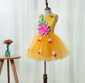 çocuklar için parti kızlar Çiçek elbise salsa jazz dans kostümleri, modern dans elbise kız elbise