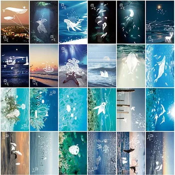 HG016 Derin okyanus kartpostal Neşeli Noel Kartı/Tebrik Kartı/Dilek Kart/Hediye mesajda 30pcs/çok Sönük ışık