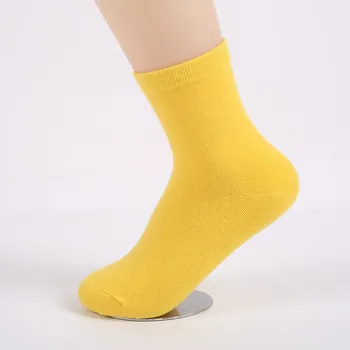 Yüksek kaliteli Klasik Kadın Renkli renkli şeker 80% Pamuk Düz Renk Multicolors büyük Elastik Heath 5 Çift Çorap çorap