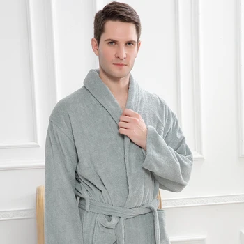 Pamuk erkek bornoz pijama XXL artı boyutu uzun kalın kışlık havlu yün nedime gecelik kimono bornoz beyaz yumuşak sevenler