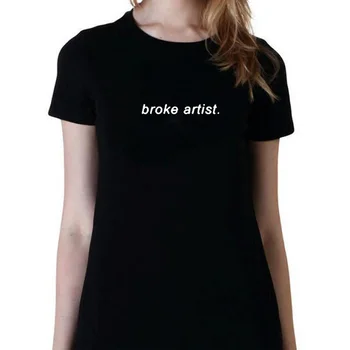 Kırdı Sanatçı T-Shirt Tumblr Hipster Kadın Siyah Beyaz Pamuklu T-shirt Harajuku Punk Giyim Yaz Yeni Moda Tişört Tops