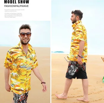 Yepyeni Erkek Adam Yüksek Kalite Camisa Masculino J58 İçin Gevşek Çiçek Pamuk Plaj Gömlek Kısa Kollu Günlük Hawaii Gömlek
