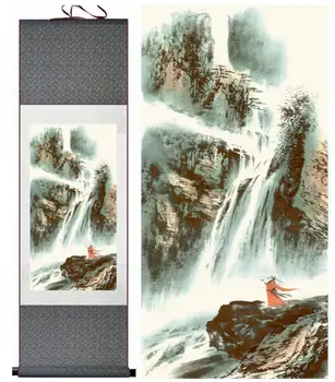 Manzara resim Ev Ofis Dekorasyon Çin resim kaydırma Dağ ve su paintingPrinted resim