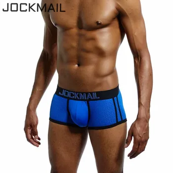 JOCKMAİL Marka 4 Paketleri Boxer Erkek Örgü U Kese buz ipek Gay iç Çamaşırı Seksi iç Çamaşırı Cueca Erkek Külot Şort Boxer