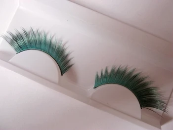 1 çift Güzel Yeşil abartılı 3D sanat sahte kirpik göz kuyruğu uzatma bölümünde sahne podyum fotoğrafçılık kulübü PC10