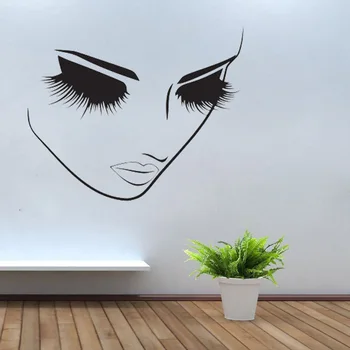 Vinil Duvar Çıkartmaları Güzellik Saç Güzel Çıkartmalar Salon SPA Dekor Gilrs yatak Odalı Ev Pencere İçin Makyaj Duvar Sticker Dekor Kirpikleri