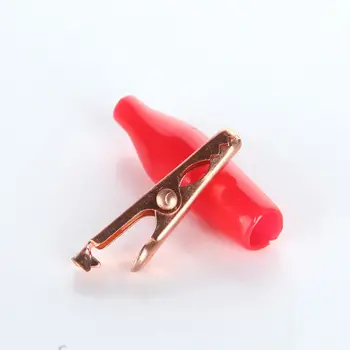 1 adet 10A mm Mini Kırmızı Timsah Klibi Bakır Kablo Tel Pil Timsah uçlu Elektrikli Kelepçe Test Prob Araba Çift Klip-