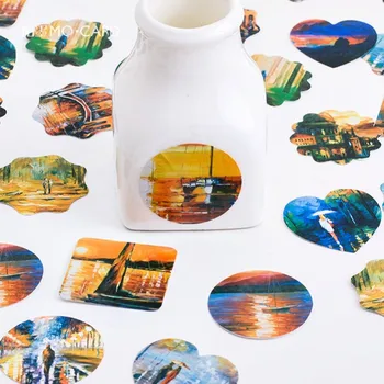 Dünya Kağıt renk Sticker Defteri, Dekorasyon Sızdırmazlık Moda Post DİY Çıkartmalar Sevimli Kırtasiye Etiket Günlüğü