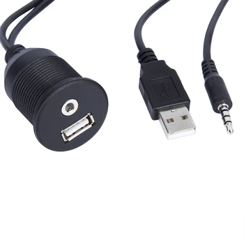 2M USB.Araba Tekne İçin 0 AUX USB Uzatma Kablosu 3.5 mm Dash Panel su Geçirmez Mount Kablo ve Motosiklet Gömme Montaj Kablo Adaptörü