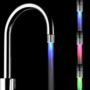 2018 Sıcak Satış Sıcaklık Sensörü Su Musluk Işık Kızdırma Duş Mutfak Banyo RGB/Çok Renkli/Mavi Hızlı Kargo Dokunun LED