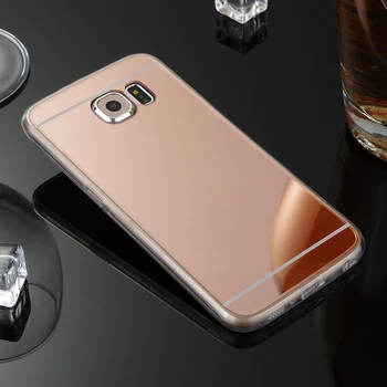 Samsung galaxy S6'yı G9200 Durumlar İçin Samsung Galaxy S6'yı Ayna Durumda Yumuşak TPU Arka Kapak için Cep Telefonu Kabuk Altın Aksesuarları Gül