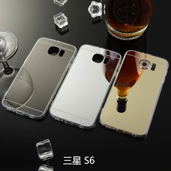 Samsung galaxy S6'yı G9200 Durumlar İçin Samsung Galaxy S6'yı Ayna Durumda Yumuşak TPU Arka Kapak için Cep Telefonu Kabuk Altın Aksesuarları Gül
