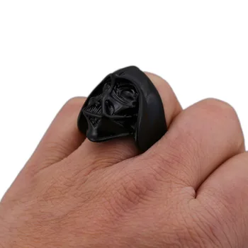 Erkekler İçin Star Wars Darth Vader Anakin Skywalker Ring Black Metal Parmak Yüzük Stil Bisikletçinin Takı Gotik